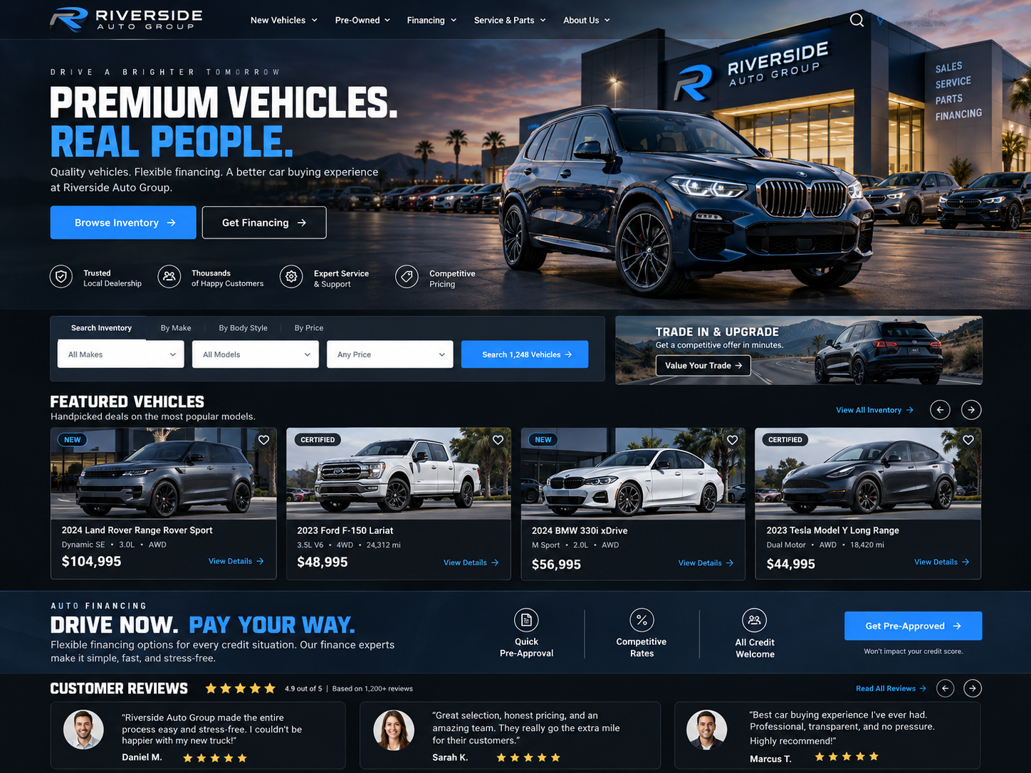 Auto dealership website design example