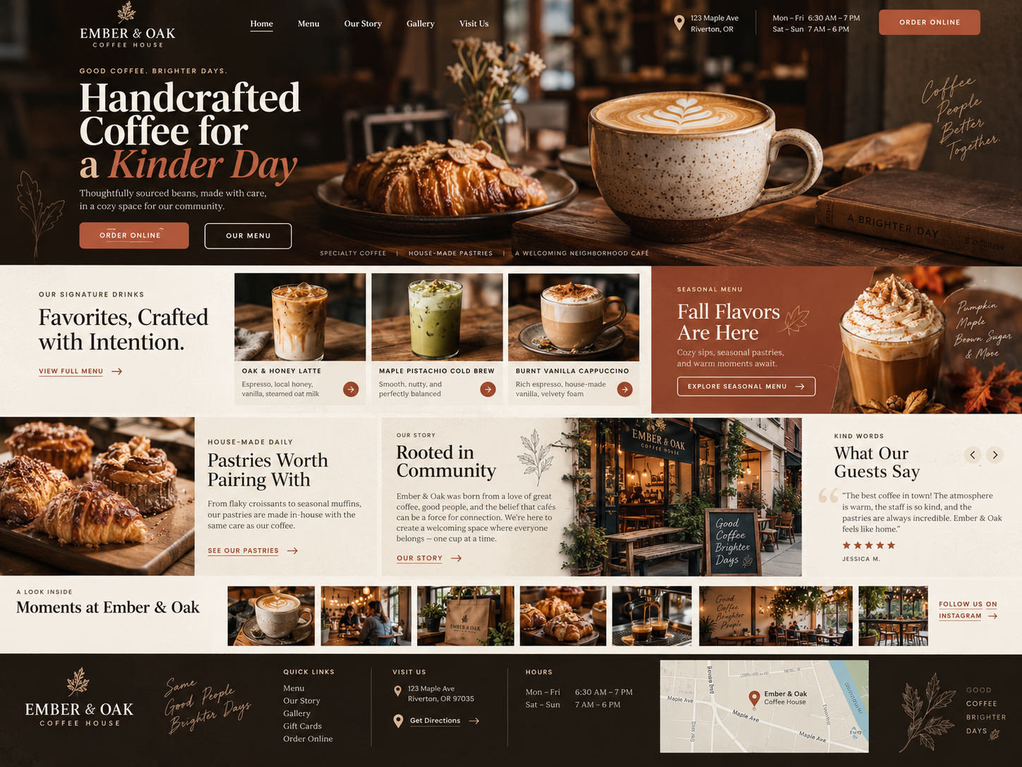 Coffee shop and cafe website design example